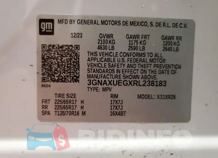 3GNAXUEGXRL238183 Photo# 13