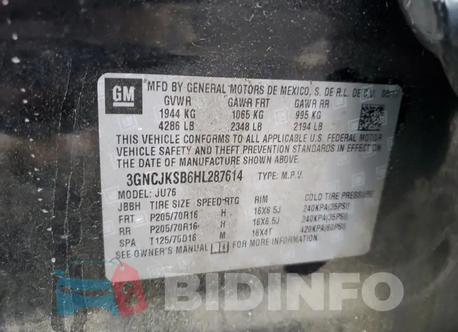 3GNCJKSB6HL287614 Photo# 12