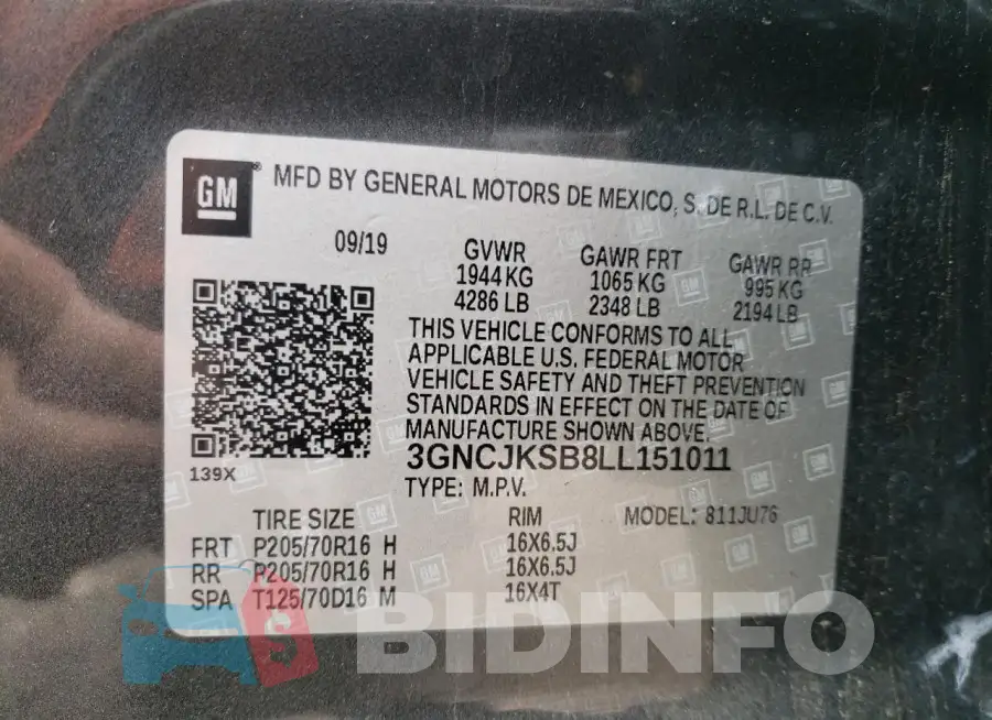 3GNCJKSB8LL151011 Photo# 14