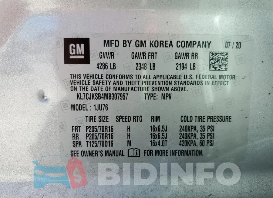KL7CJKSB4MB307957 Photo# 12