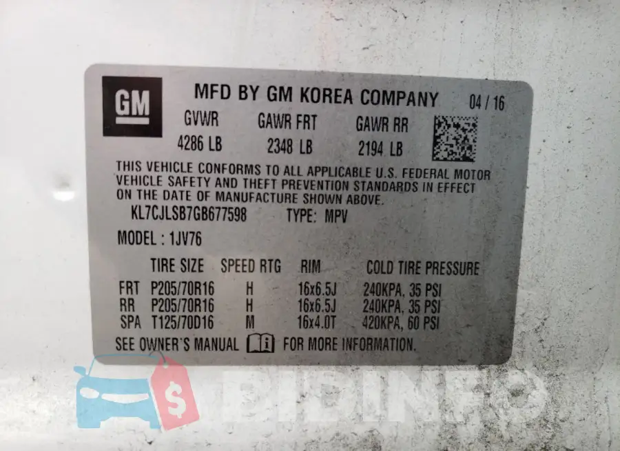 KL7CJLSB7GB677598 Photo# 13