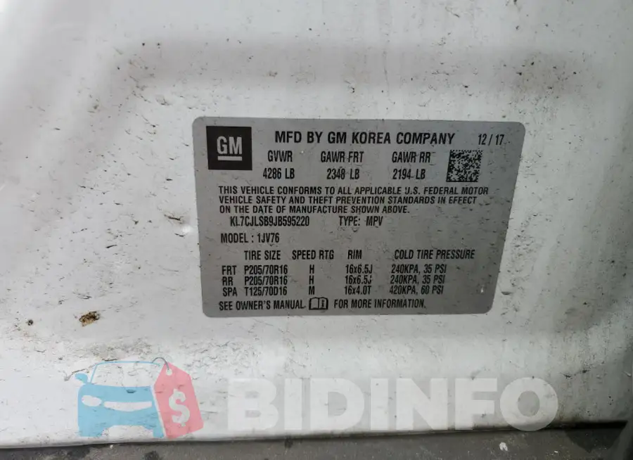 KL7CJLSB9JB595220 Photo# 13