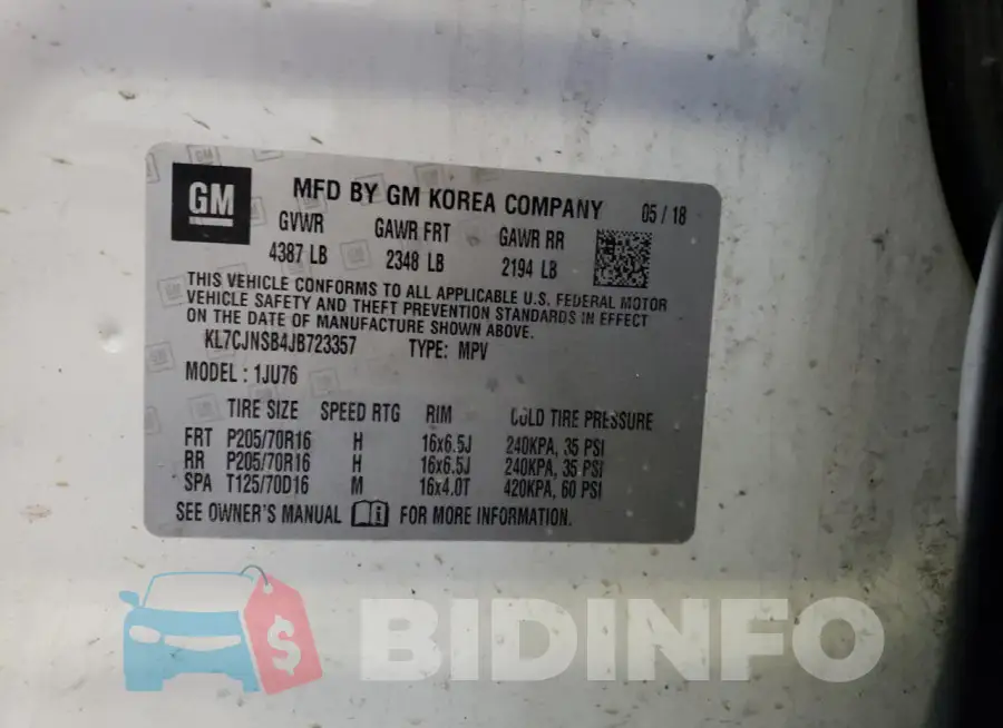 KL7CJNSB4JB723357 Photo# 13
