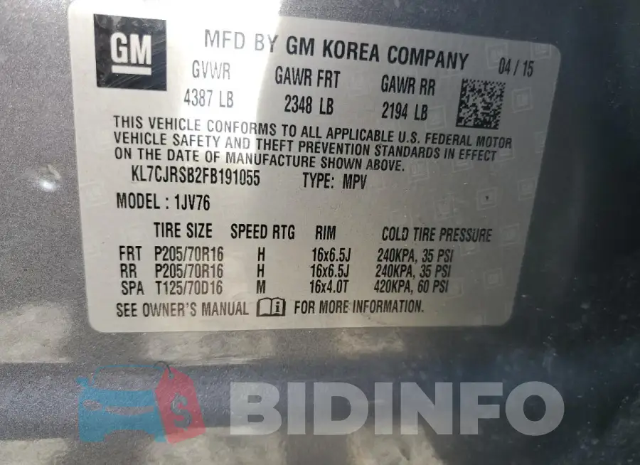 KL7CJRSB2FB191055 Photo# 13