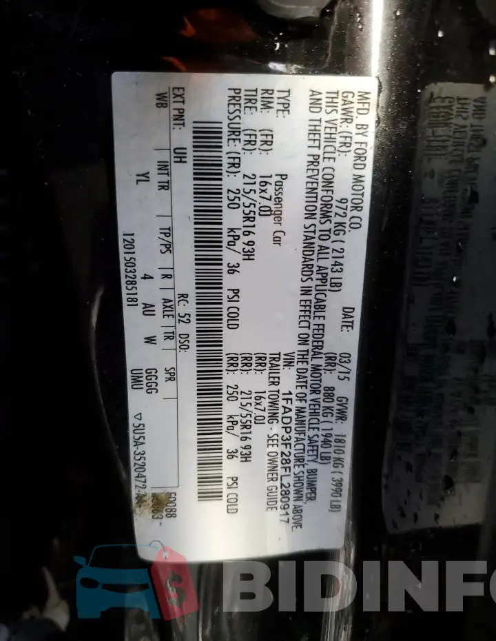1FADP3F28FL280917 Photo# 12
