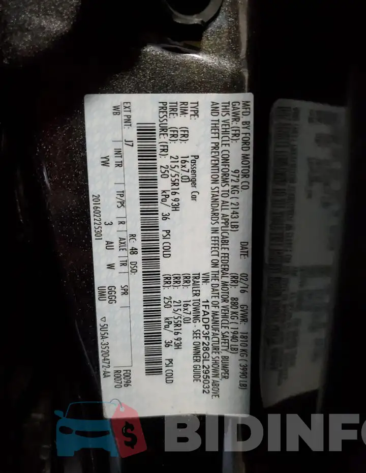 1FADP3F28GL295032 Photo# 12