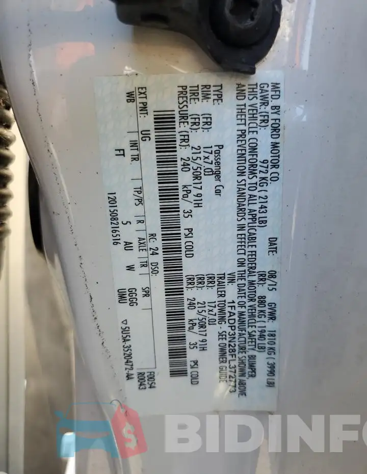 1FADP3N28FL372773 Photo# 10