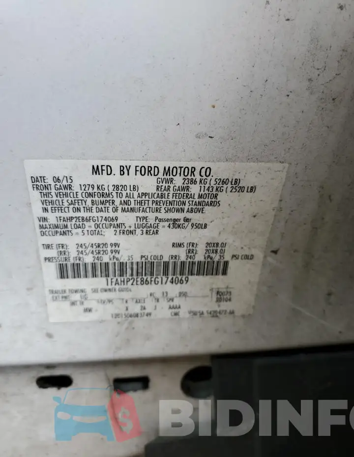 1FAHP2E86FG174069 Photo# 12