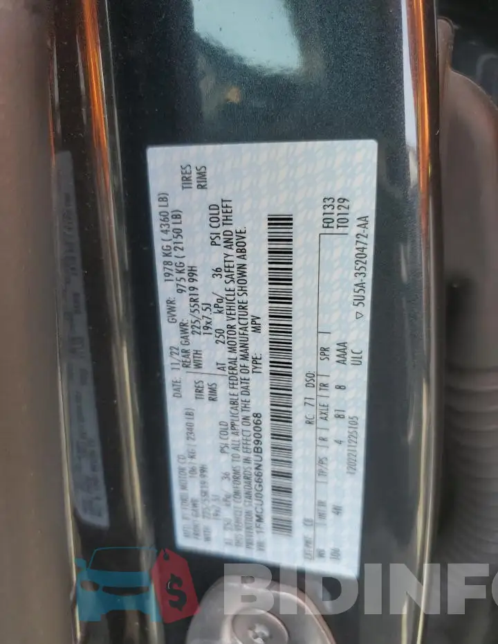 1FMCU0G66NUB90068 Photo# 13