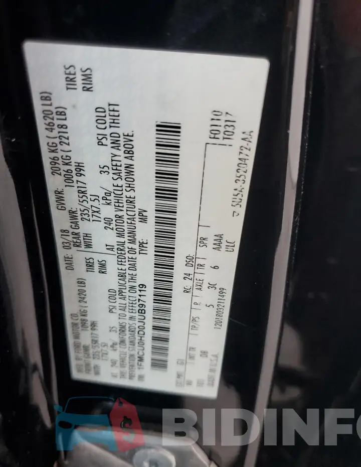 1FMCU0HD0JUB97119 Photo# 13