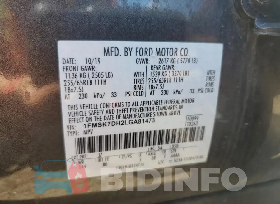 1FMSK7DH2LGA81473 Photo# 13