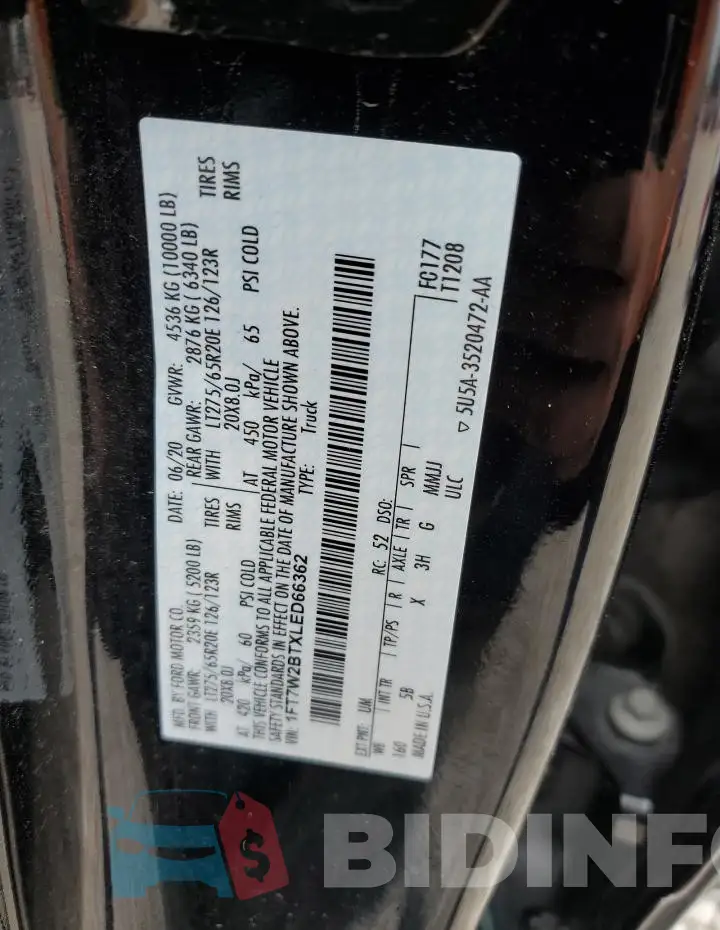 1FT7W2BTXLED66362 Photo# 12