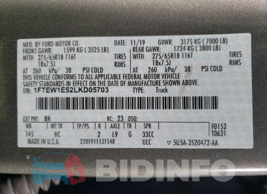 1FTEW1E52LKD05703 Photo# 13