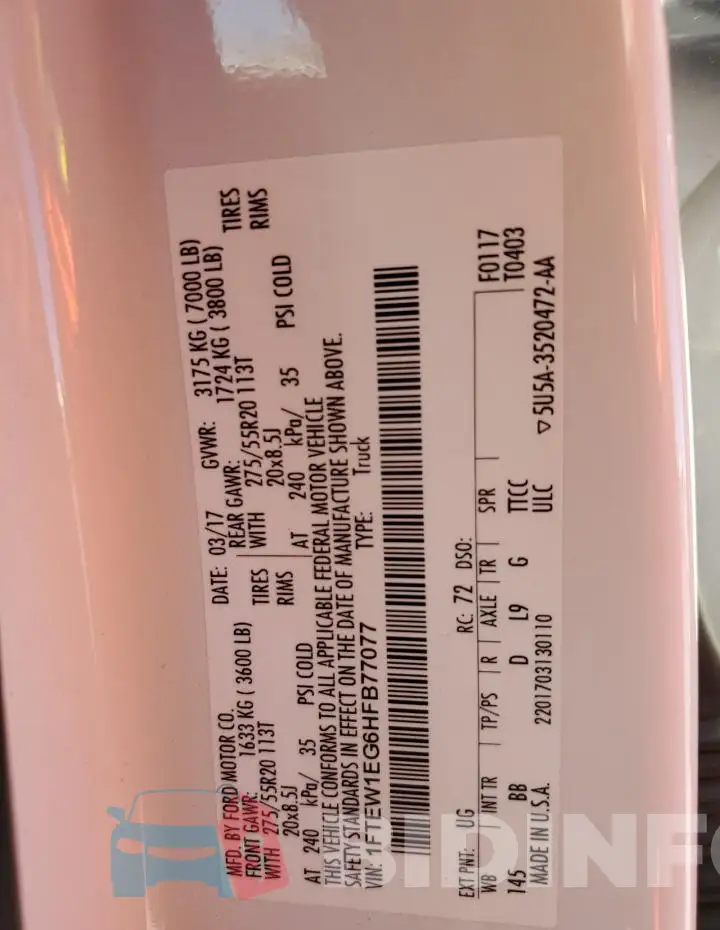 1FTEW1EG6HFB77077 Photo# 12