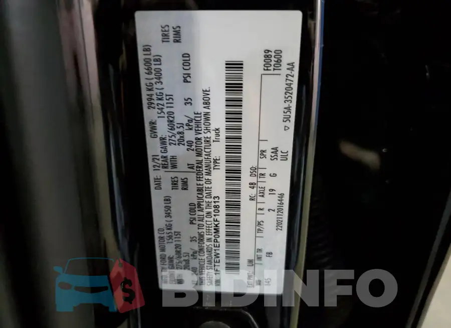 1FTEW1EP0MKF10813 Photo# 12