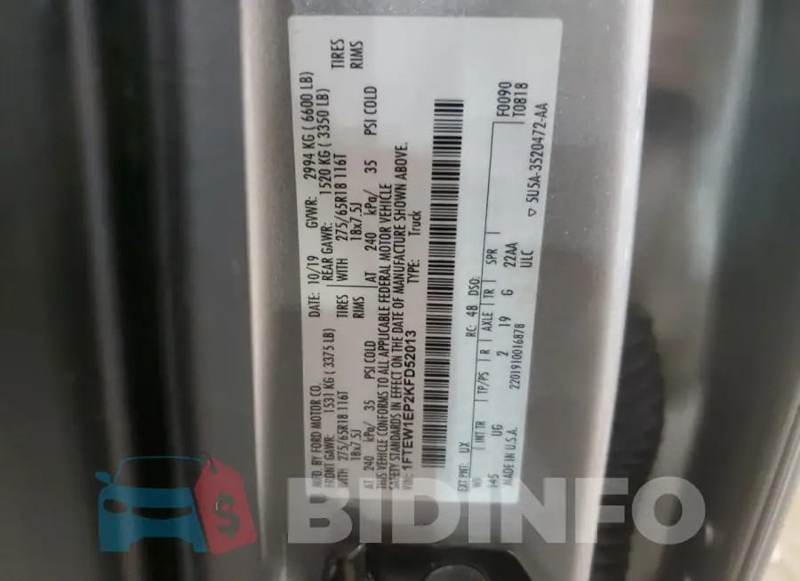 1FTEW1EP2KFD52013 Photo# 12