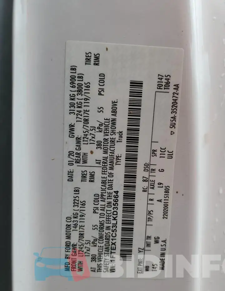 1FTEX1C53LKD35664 Photo# 13