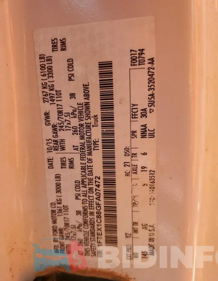 1FTEX1C88GFA07472 Photo# 12