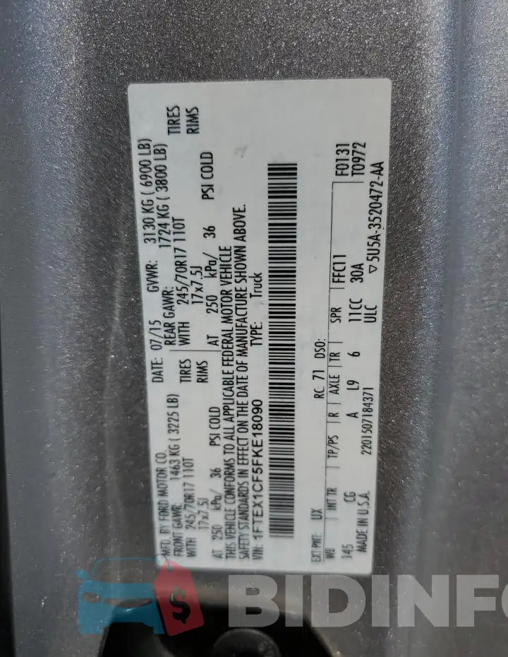 1FTEX1CF5FKE18090 Photo# 12