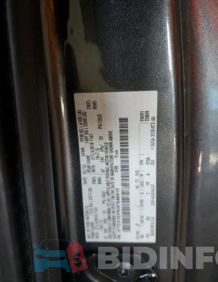 1FTEX1EP9GFB48815 Photo# 12