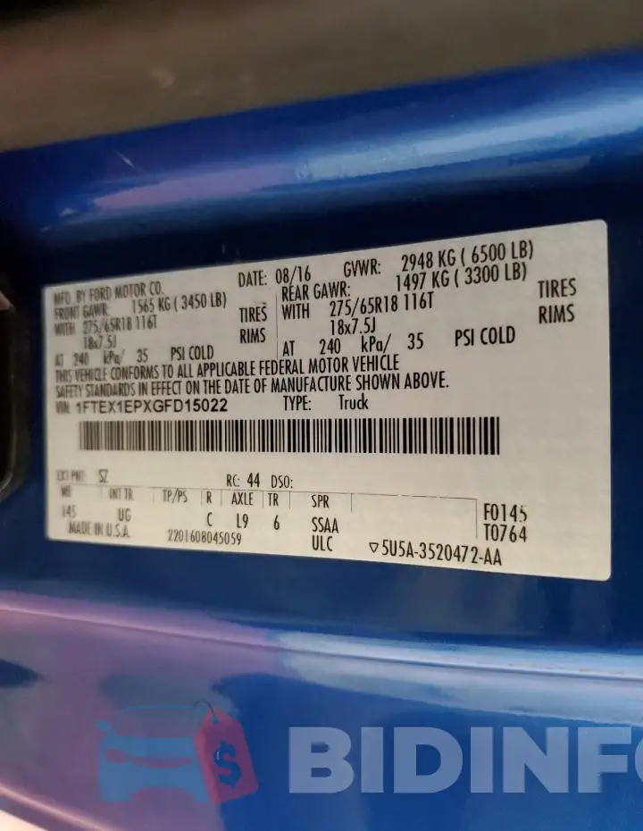 1FTEX1EPXGFD15022 Photo# 13