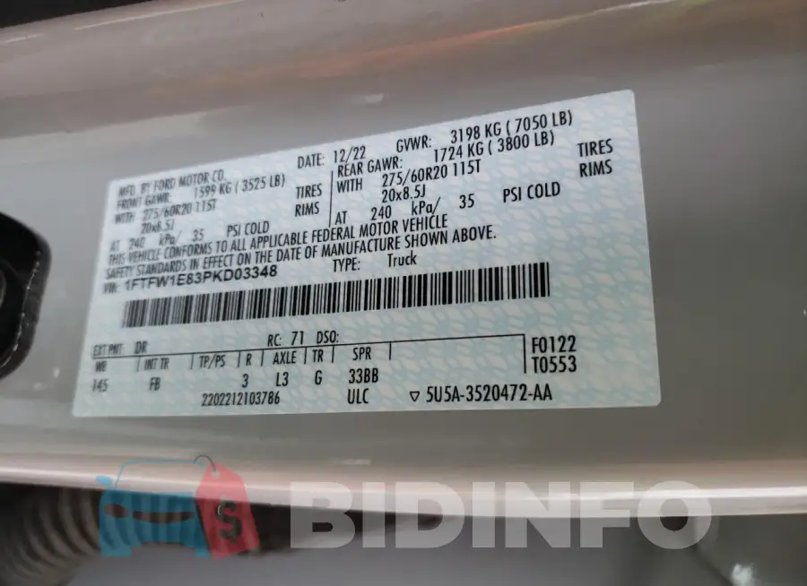 1FTFW1E83PKD03348 Photo# 12