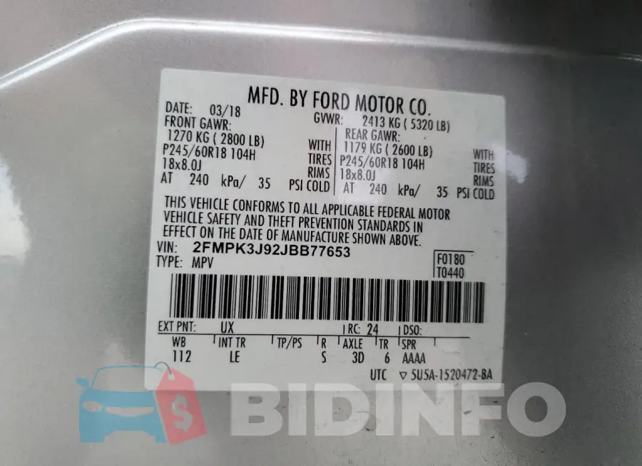 2FMPK3J92JBB77653 Photo# 13