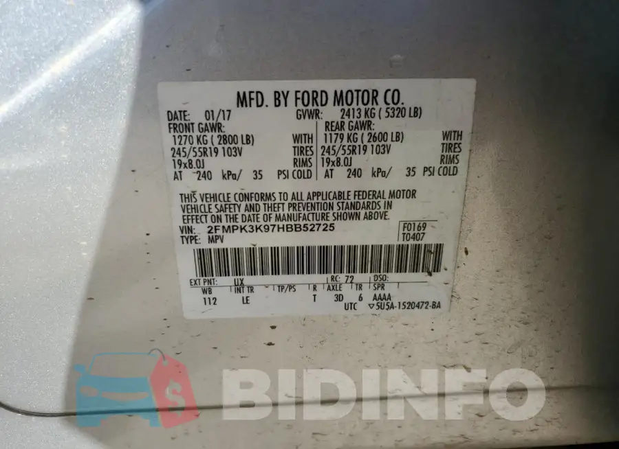 2FMPK3K97HBB52725 Photo# 13