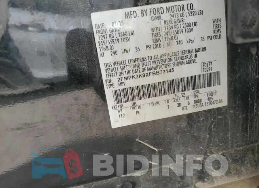 2FMPK3K9XFBB73145 Photo# 13