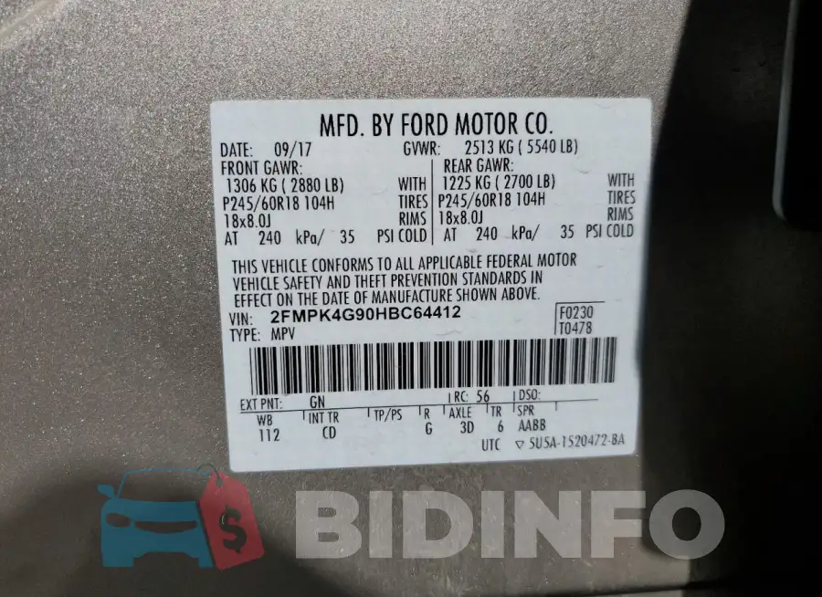 2FMPK4G90HBC64412 Photo# 13