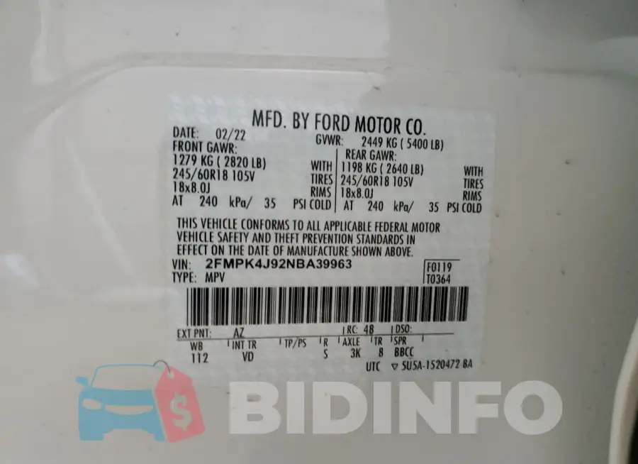 2FMPK4J92NBA39963 Photo# 12