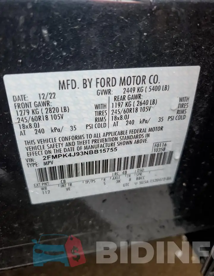 2FMPK4J93NBB15755 Photo# 14