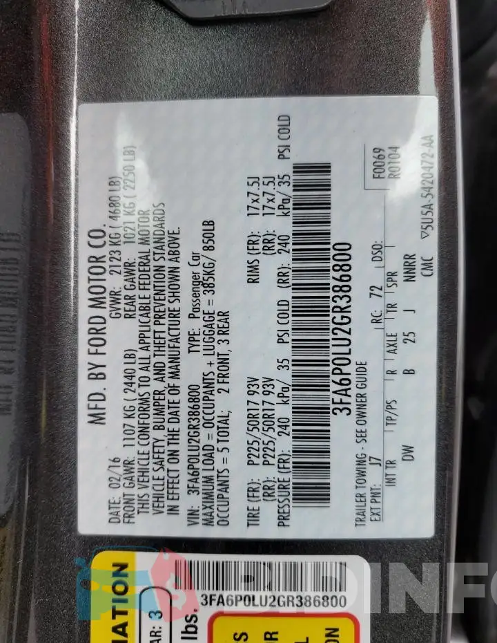 3FA6P0LU2GR386800 Photo# 12