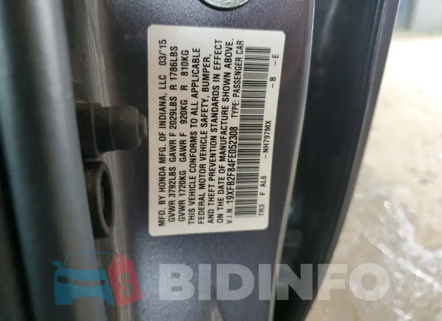 19XFB2F84FE052308 Photo# 12