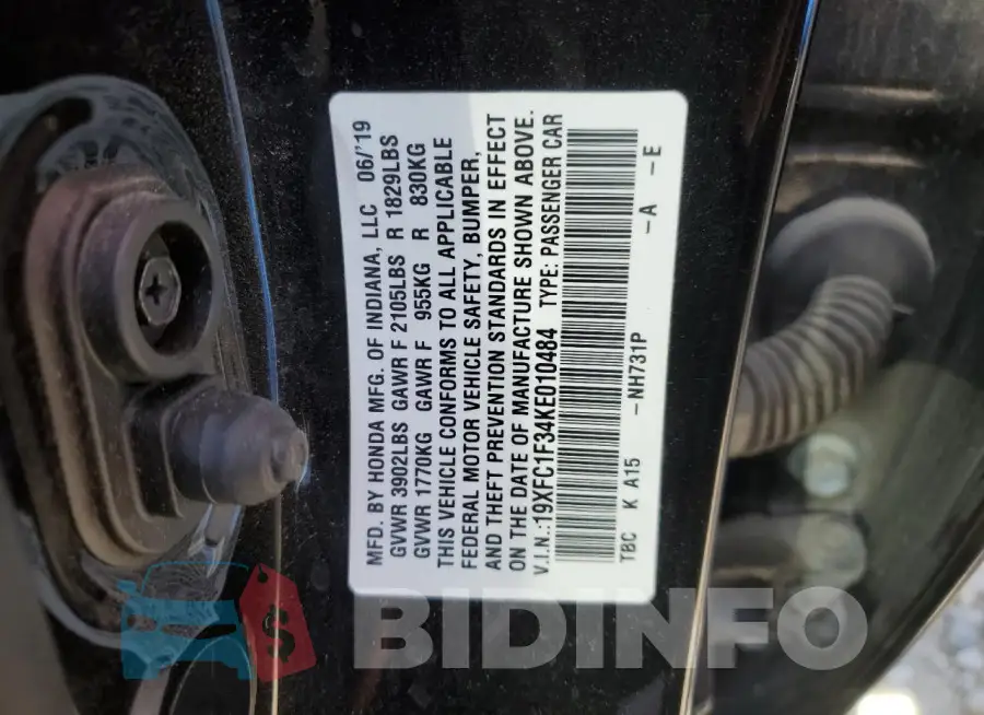 19XFC1F34KE010484 Photo# 12