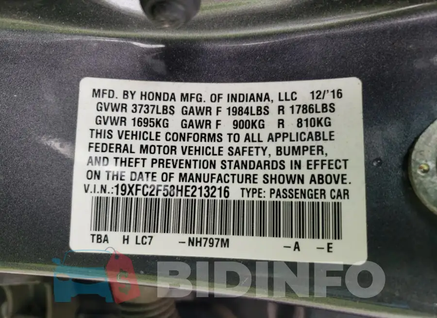 19XFC2F58HE213216 Photo# 12