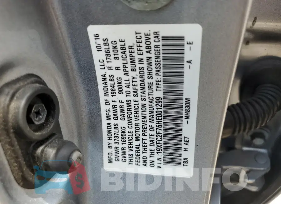19XFC2F76HE001299 Photo# 12
