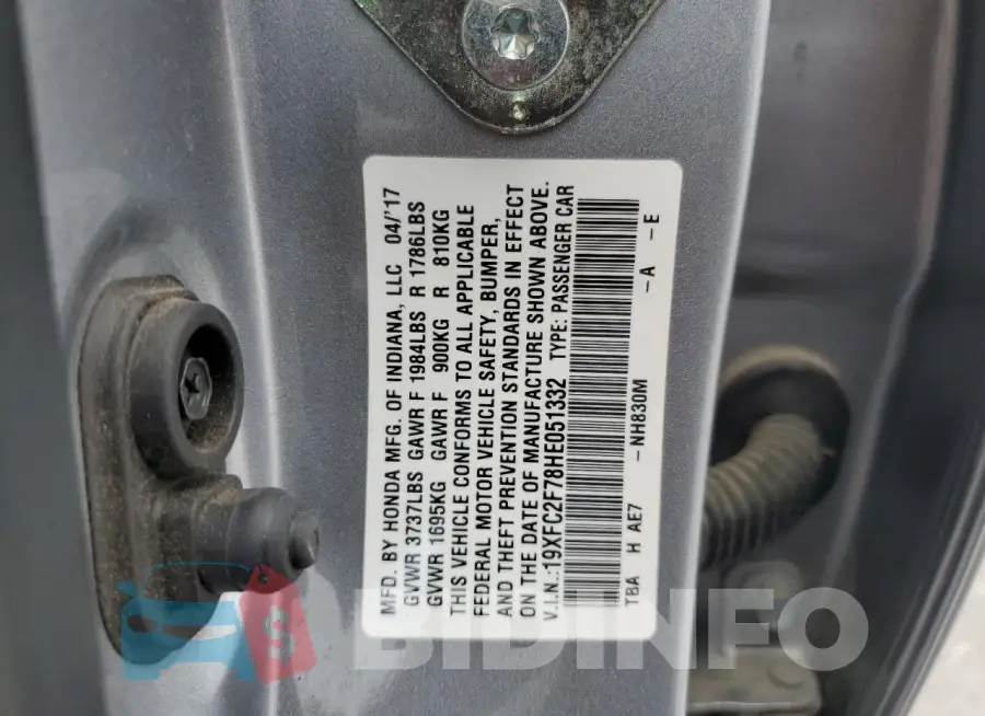 19XFC2F78HE051332 Photo# 12