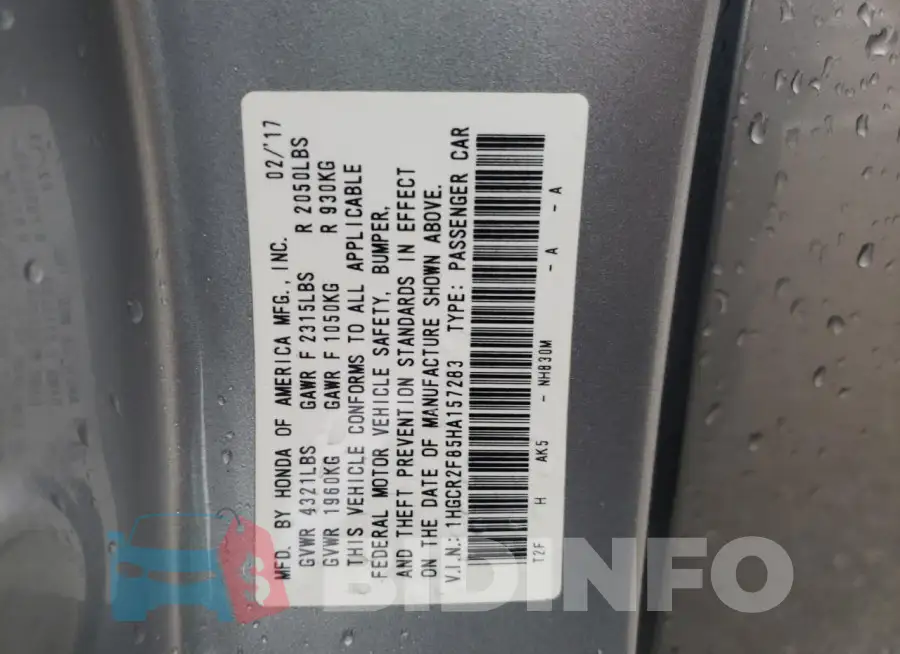 1HGCR2F85HA157283 Photo# 12