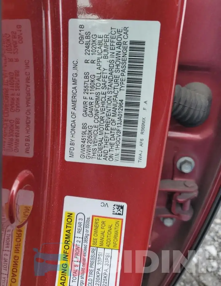 1HGCV3F13JA012964 Photo# 12