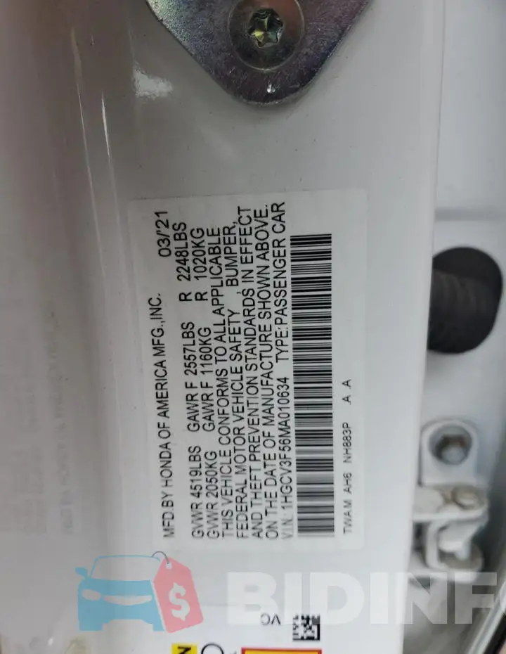 1HGCV3F56MA010634 Photo# 12