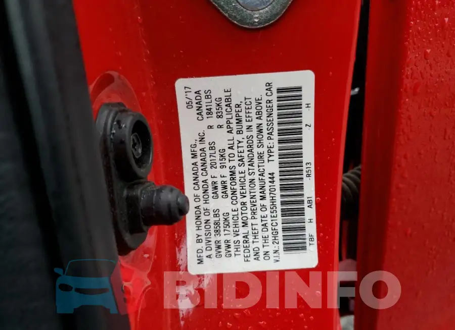 2HGFC1E55HH701444 Photo# 12