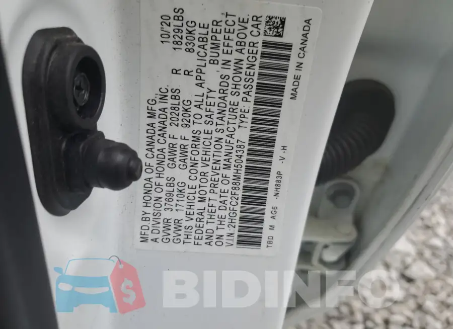 2HGFC2F88MH504387 Photo# 12