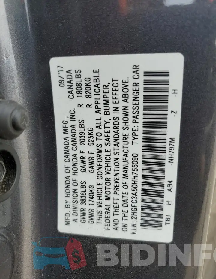 2HGFC3A50HH755090 Photo# 12