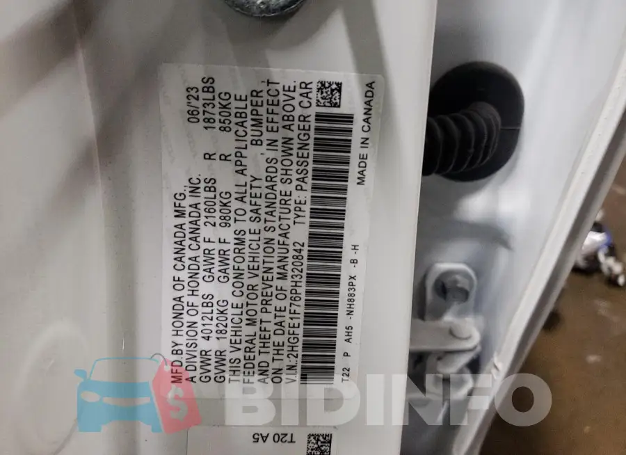 2HGFE1F76PH320842 Photo# 12