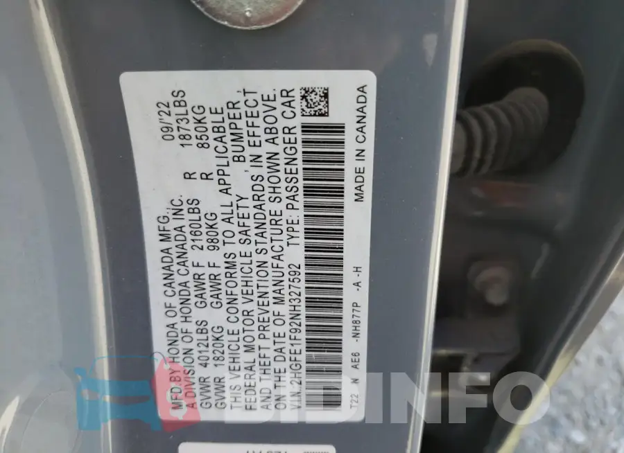 2HGFE1F92NH327592 Photo# 12