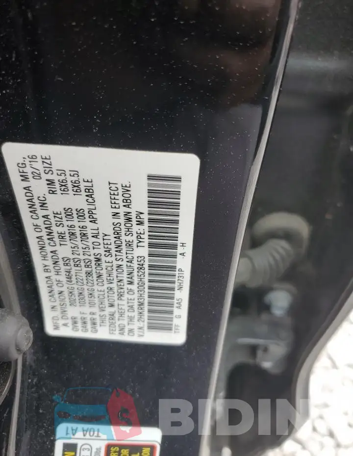 2HKRM3H30GH528453 Photo# 13