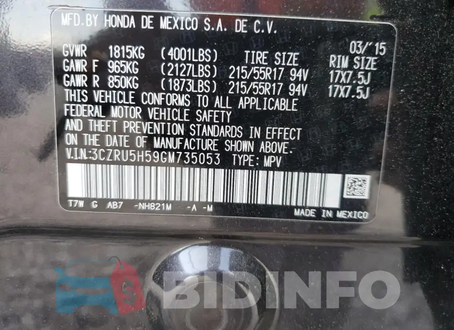 3CZRU5H59GM735053 Photo# 12