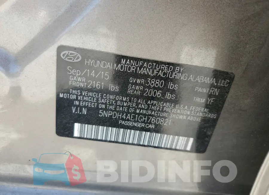 5NPDH4AE1GH760821 Photo# 12