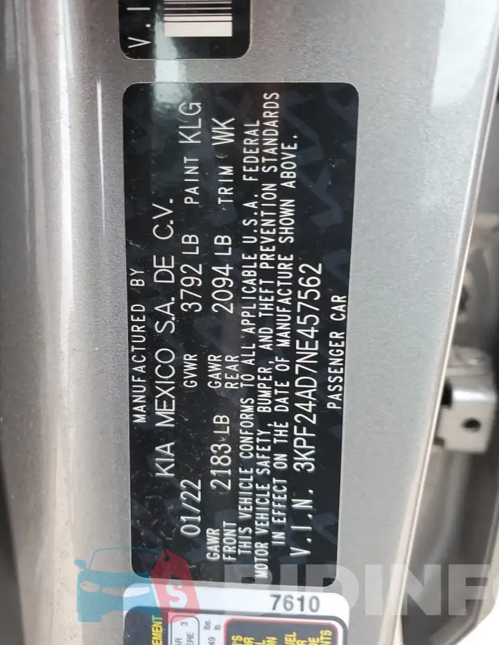 3KPF24AD7NE457562 Photo# 13
